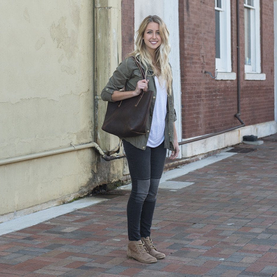 AVERY LEATHER TOTE BAG - MEDIUM - MOCHA