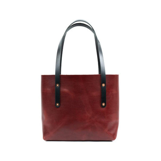AVERY LEATHER TOTE BAG - SMALL - OXBLOOD