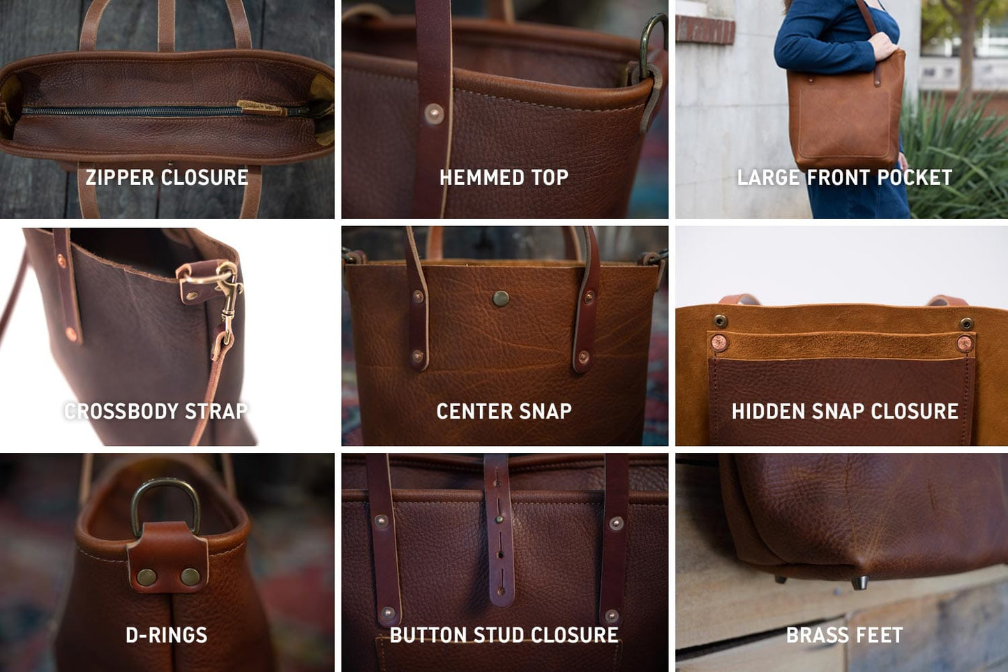 AVERY LEATHER TOTE BAG - SLIM MEDIUM - REDWOOD BISON
